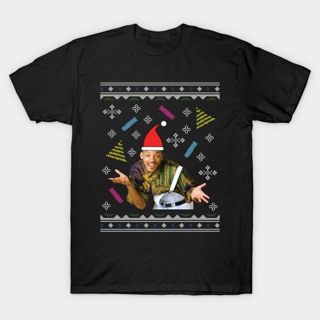 Fresh Prince Of Bel Air Will Smith Christmas Knit Pattern T-Shirt by Nova5